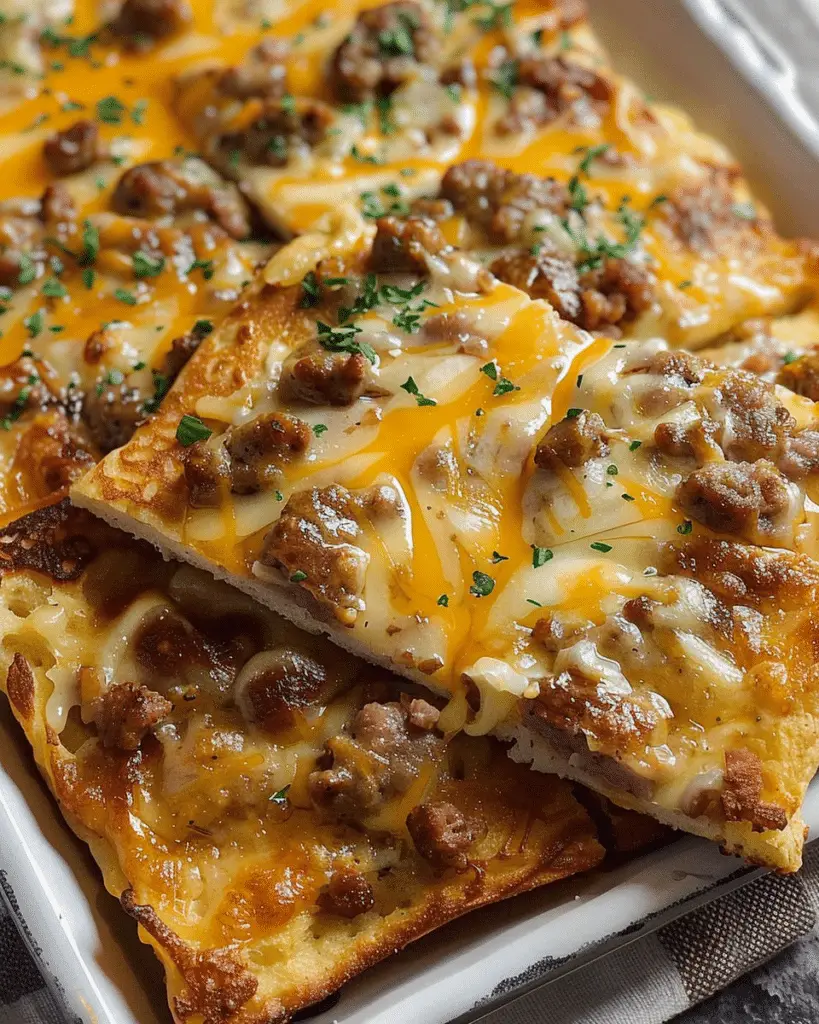 Sausage Cheese Sheet Pan Pancakes