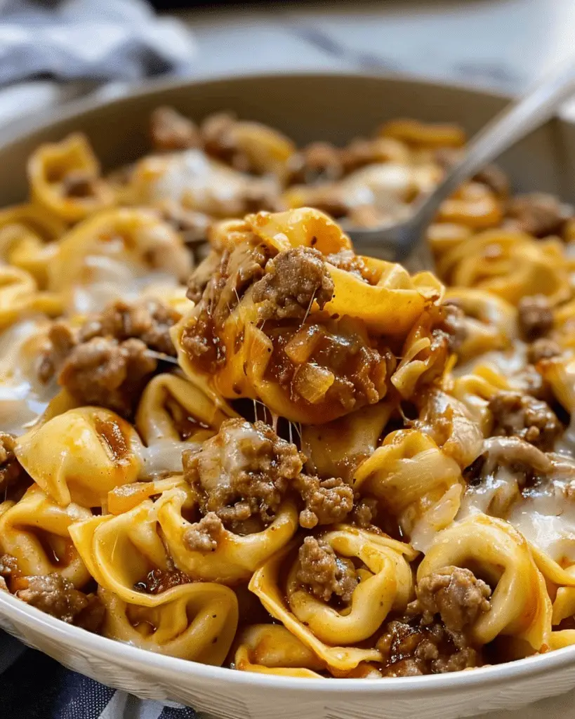 Cheesesteak Tortellini in Rich Provolone Sauce