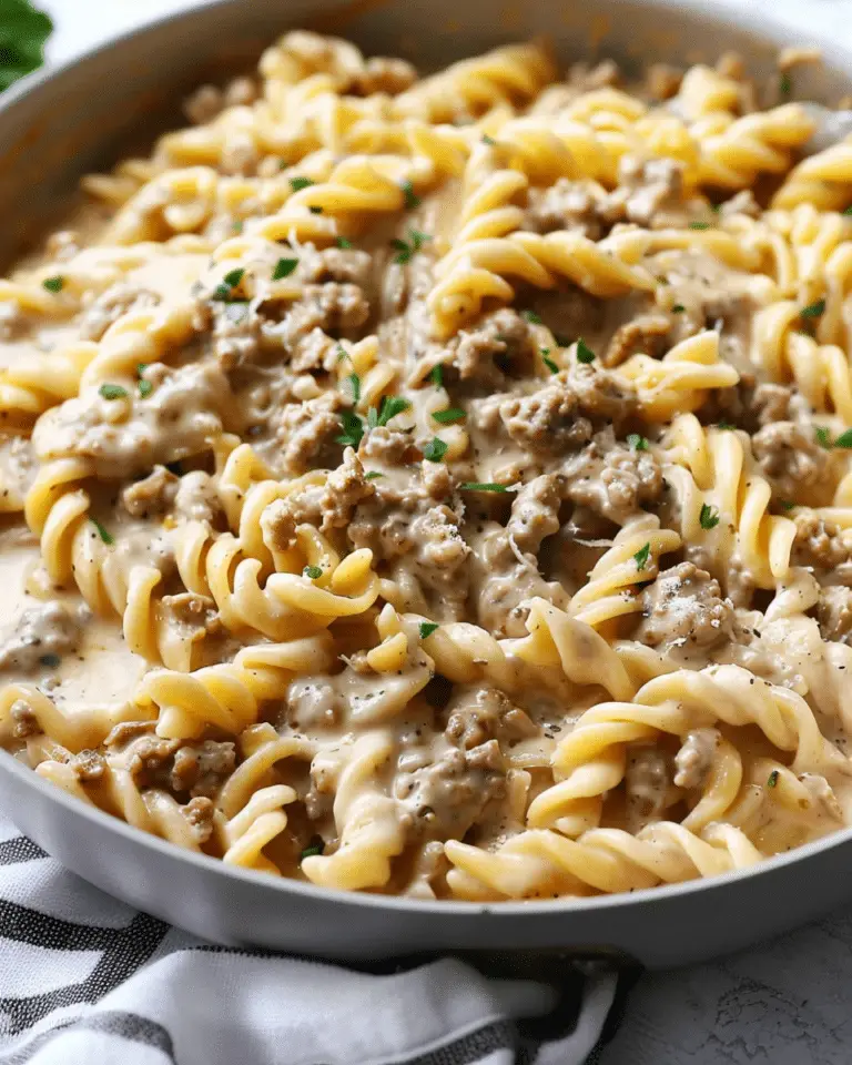 Creamy Ground Beef Alfredo Pasta