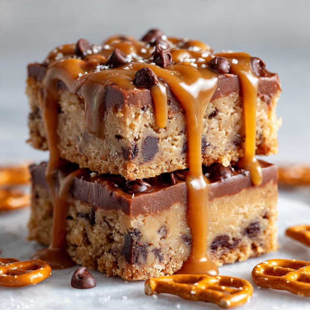 Salted Caramel Pretzel Blondies Recipe