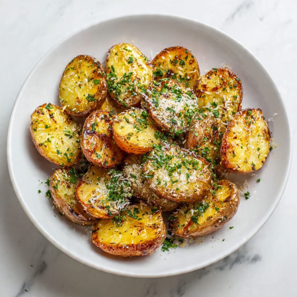 Crispy Smash Roasted Garlic Potatoes with Herb Infusion Recipe