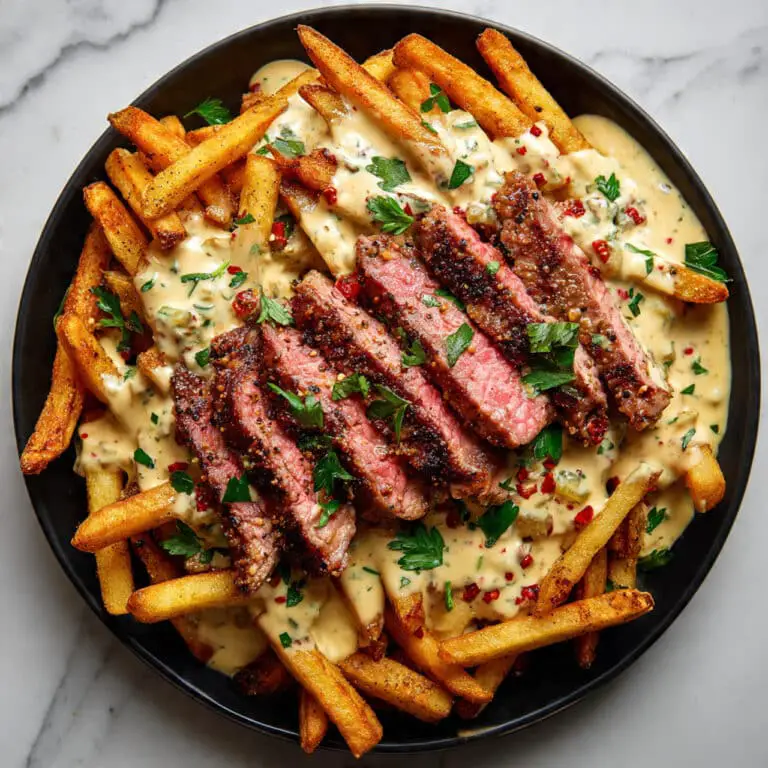 Grilled Steak Loaded Fries with Garlic Parmesan Sauce Recipe