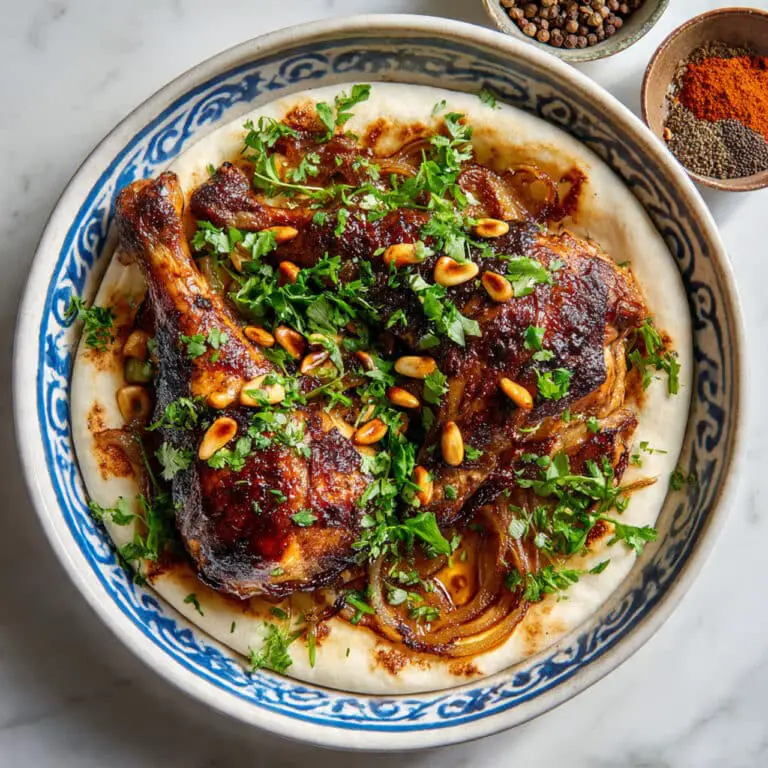 Musakhan: Palestinian Spiced Chicken Thighs with Caramelized Onions, Pine Nuts, and Taboon Bread Recipe