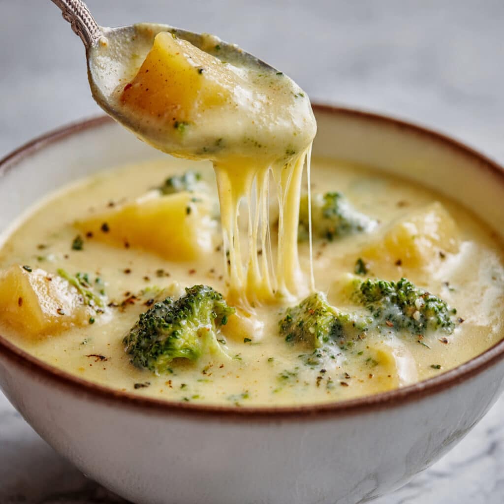 Creamy Potato Broccoli Cheddar Soup Recipe