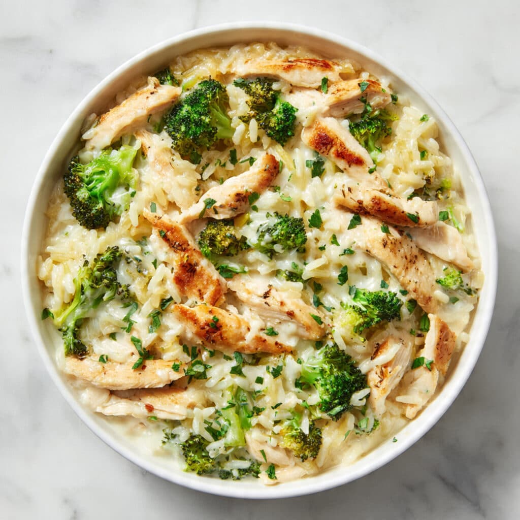 Cheesy Chicken Broccoli Orzo Recipe