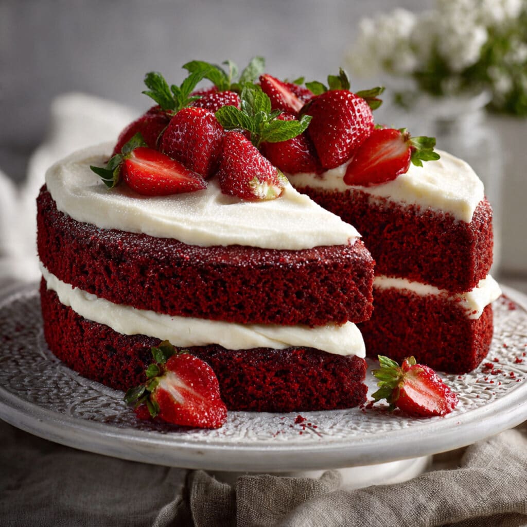 Red Velvet Strawberry Cake Recipe