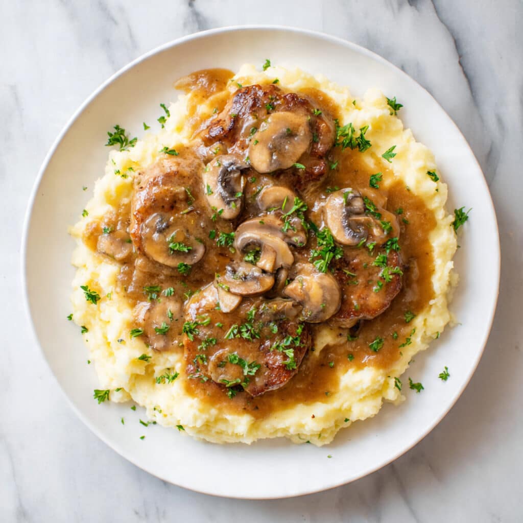 Crock Pot Cube Steak with Mushroom Onion Gravy Recipe