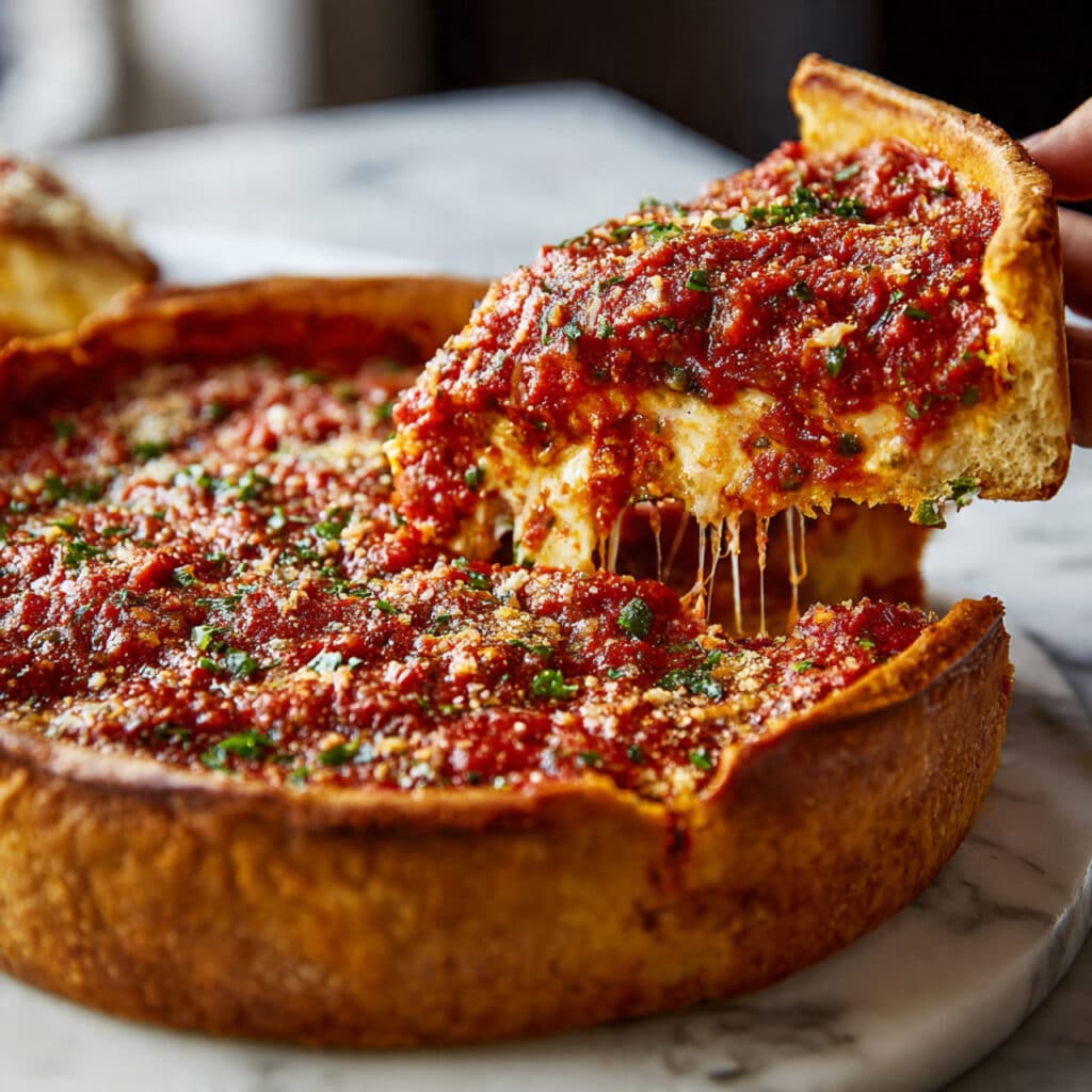 Homemade Chicago-Style Deep Dish Pizza Recipe