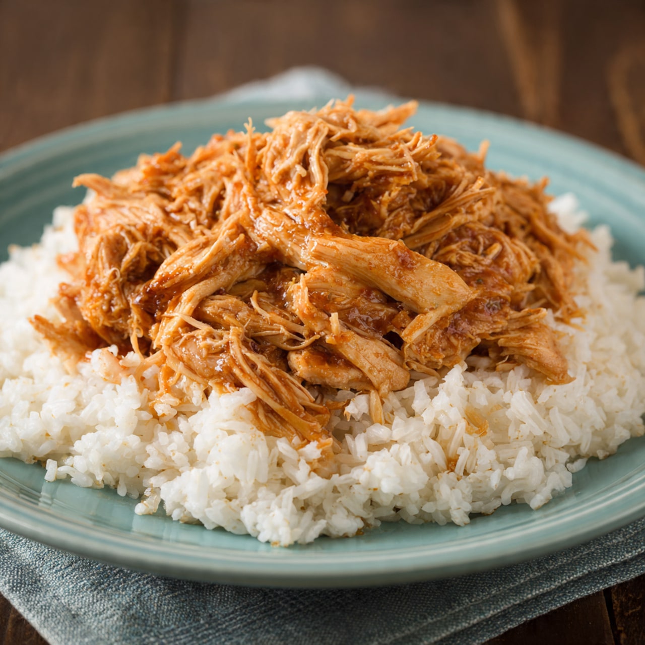The image shows a close-up of several cooking ingredients and a slow cooker on a white marbled surface. In the front center, there is a clear plastic package with three pale pink chicken pieces labeled