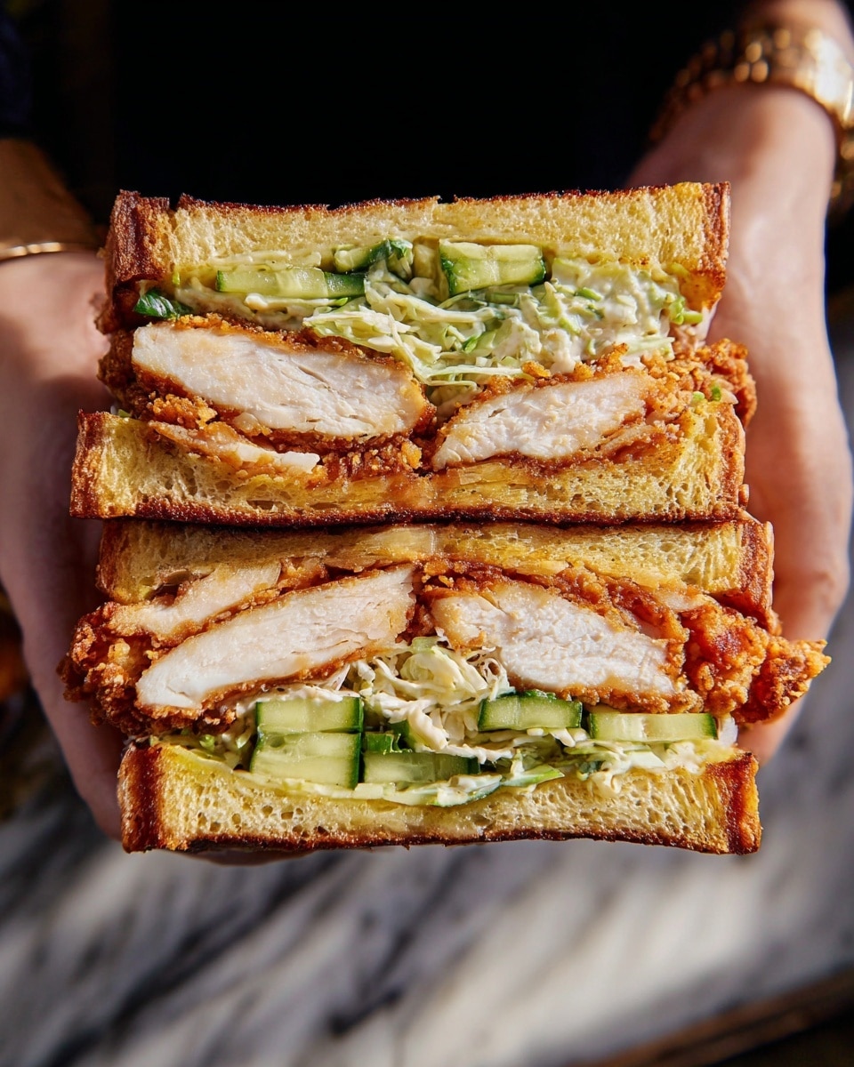 A close-up view of a tall sandwich shows a shiny, golden brown top bun with a soft, smooth texture. Below it, there is a layer of light green shredded lettuce mixed with thin slices of purple-red onion rings. Underneath the vegetables, there is a thick piece of dark brown crispy fried chicken, which looks crunchy with uneven edges. Over the chicken and also on the bottom bun is a creamy orange sauce that looks smooth and slightly thick. The bottom bun is light golden brown and soft in texture. The sandwich sits on a white marbled surface, and the background is out of focus with a dark gray color. photo taken with an iphone --ar 4:5 --v 7
