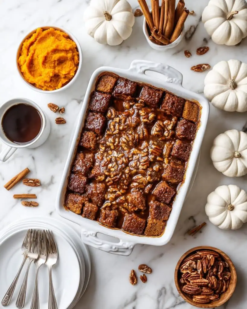 Pumpkin French Toast Casserole with Praline Topping Recipe