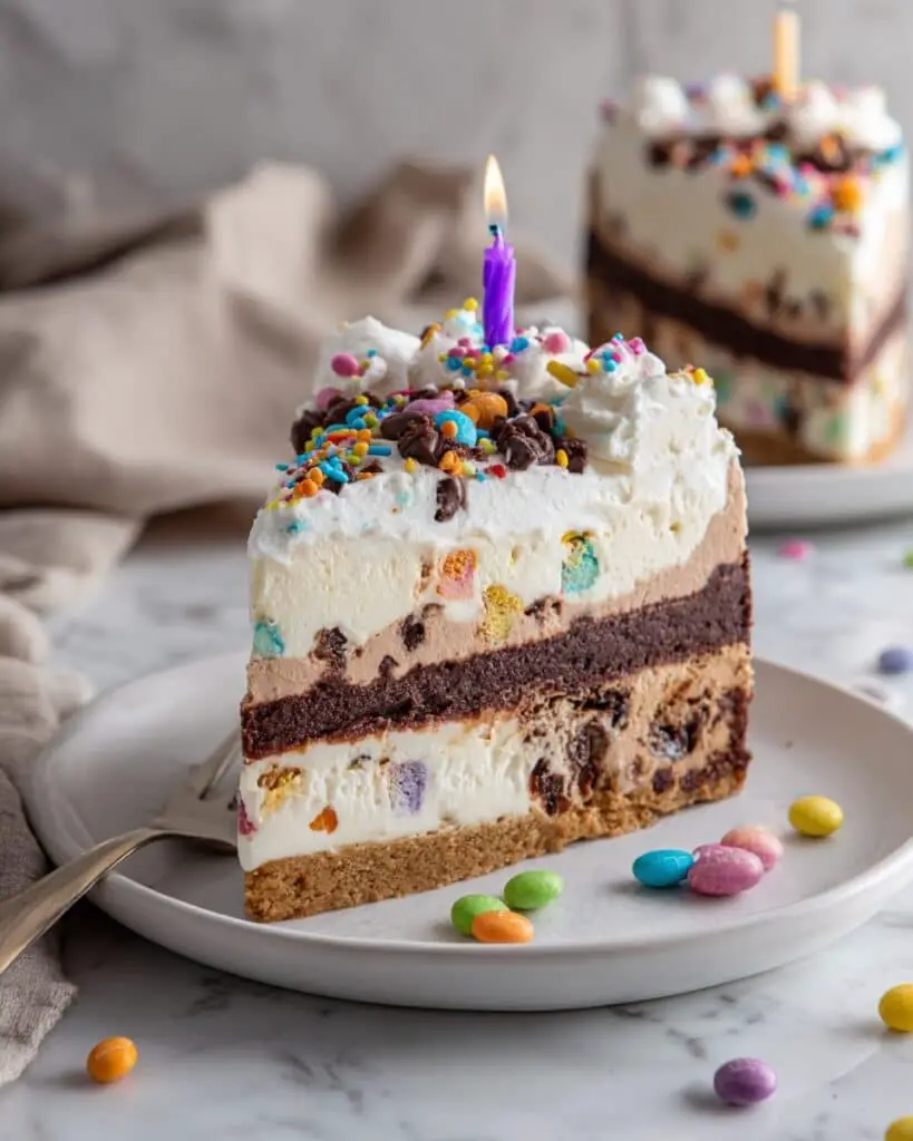 Ice Cream Sandwich Cake with Fudge and Sprinkles Recipe