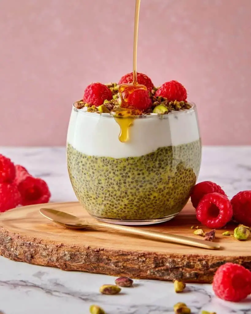 Thick & Creamy Matcha Pistachio Chia Pudding Recipe