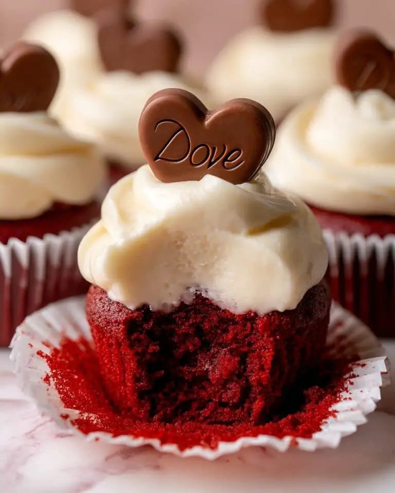 Red Velvet Cupcakes with Cream Cheese Frosting and Heart Chocolate Decoration Recipe