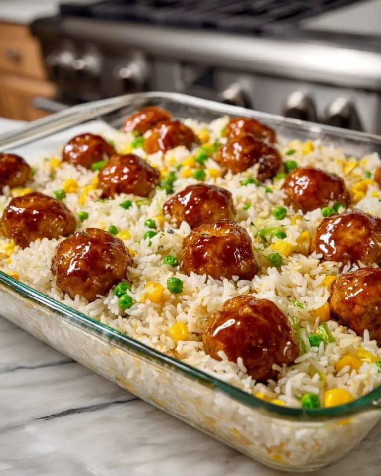Honey Garlic Meatball Rice Bake Recipe