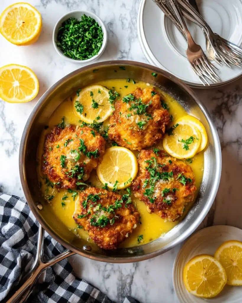 Lemon Chicken with Parmesan Crust and Lemon Herb Sauce Recipe
