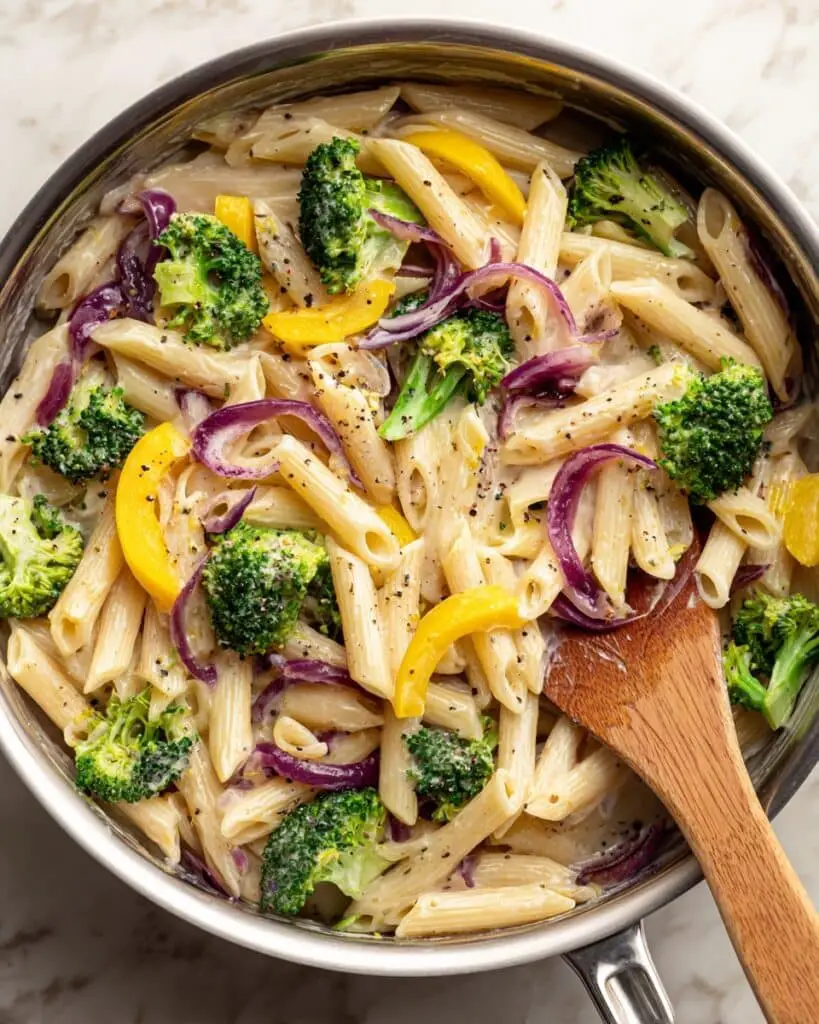 Creamy Roasted Summer Squash and Broccoli Pasta Recipe
