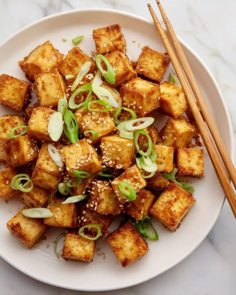 Crispy Baked Tofu with Sesame Seeds and Green Onions Recipe