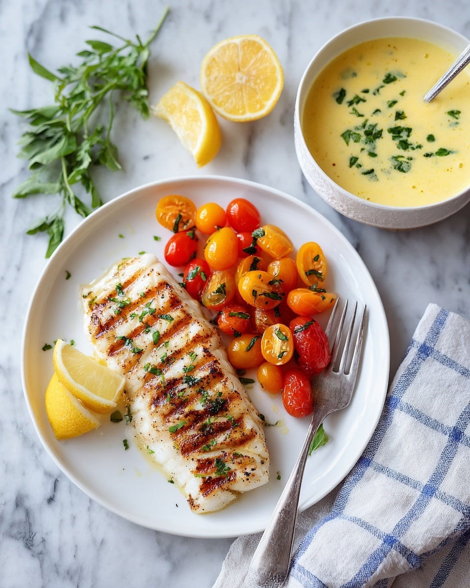 Grilled Cod with Cilantro-Lemon Herb Sauce Recipe