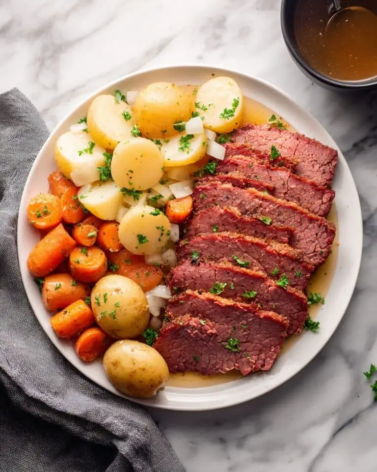Authentic Irish Corned Beef Brisket with Potatoes, Cabbage, and Carrots for St. Patrick’s Day Recipe