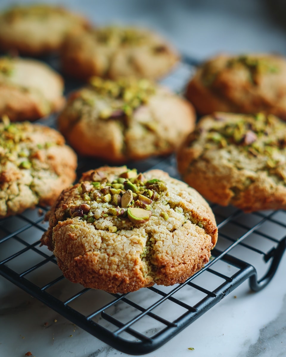 The image shows a white plate with a pile of soft cookies. There are about ten flat, round cookies stacked loosely, each light brown with parts that look soft and slightly crumbly. On top of each cookie, there are many almond slices that add texture and a bit of a shiny look. The cookies have tiny cracks and crumb details visible on their surface, and the background is a white marbled texture. photo taken with an iphone --ar 4:5 --v 7