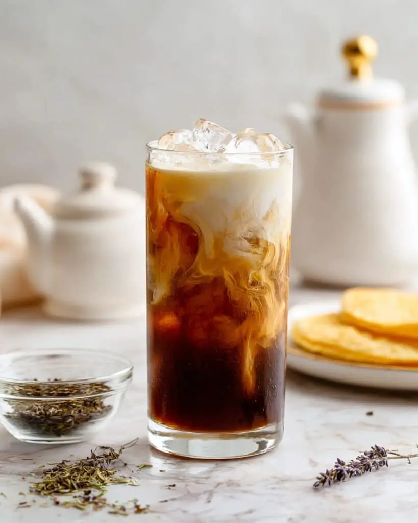 Iced Lavender London Fog with Homemade Lavender Syrup Recipe