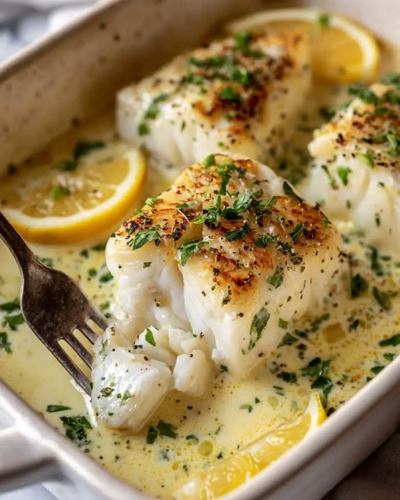 Baked Cod in Coconut Lemon Cream Sauce Recipe
