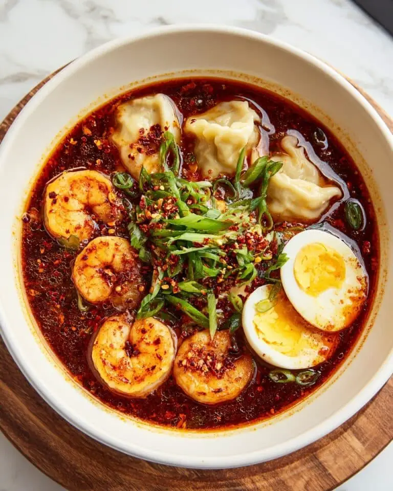 Spicy Shrimp Dumpling Noodle Bowl Recipe