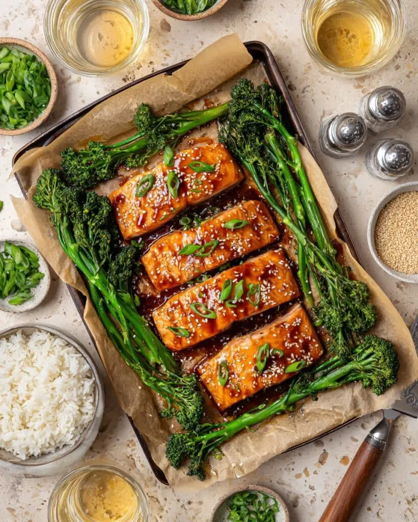 Sheet Pan Gochujang Salmon with Broccolini Recipe