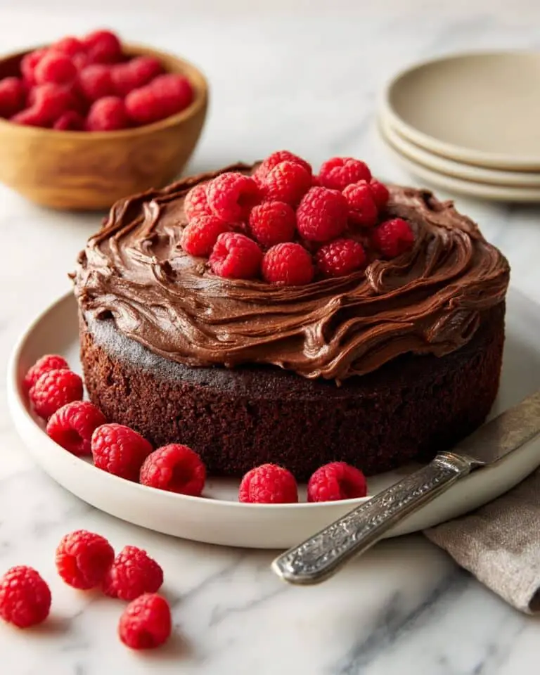 Chocolate Yogurt Cake with Cocoa Frosting and Fresh Berries Recipe