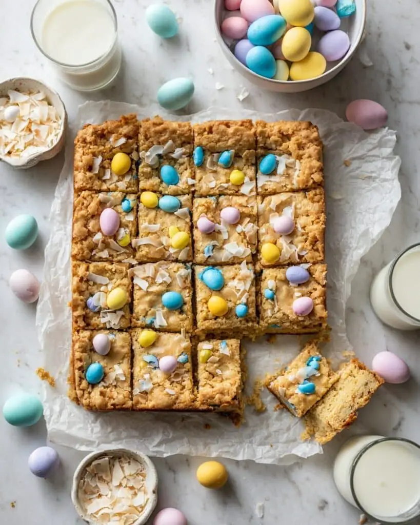 Cadbury Blondies with Mini Eggs, Coconut, and Sea Salt Recipe