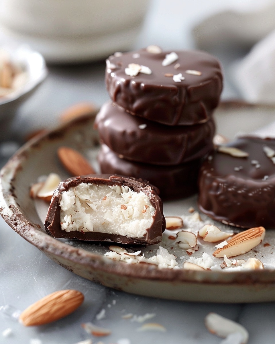 Several irregularly shaped chocolate clusters rest on a white marbled surface, each coated in a smooth layer of milk chocolate with a slightly glossy finish. The clusters have uneven textures, showing small lumps and bumps beneath the chocolate coating, giving a homemade and rustic look. The focus is on one cluster in the center, while the others gently blur into the background. photo taken with an iphone --ar 4:5 --v 7