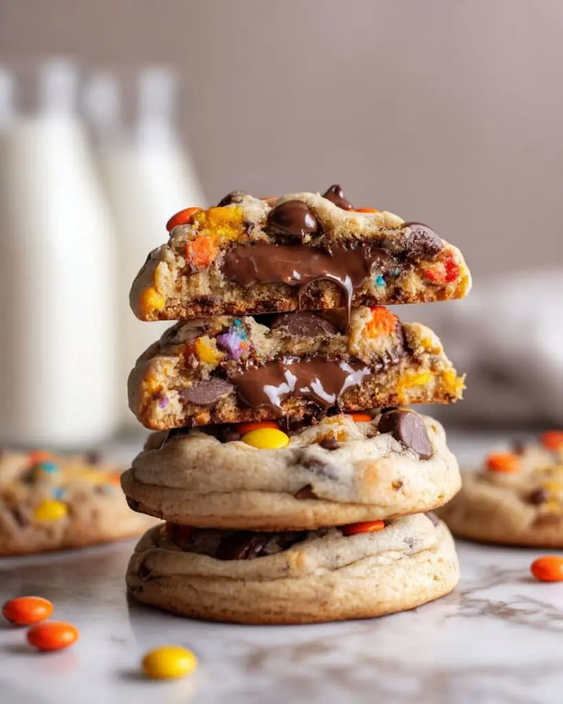 Stuffed Peanut Butter Nutella Cookies with Chocolate Chips Recipe