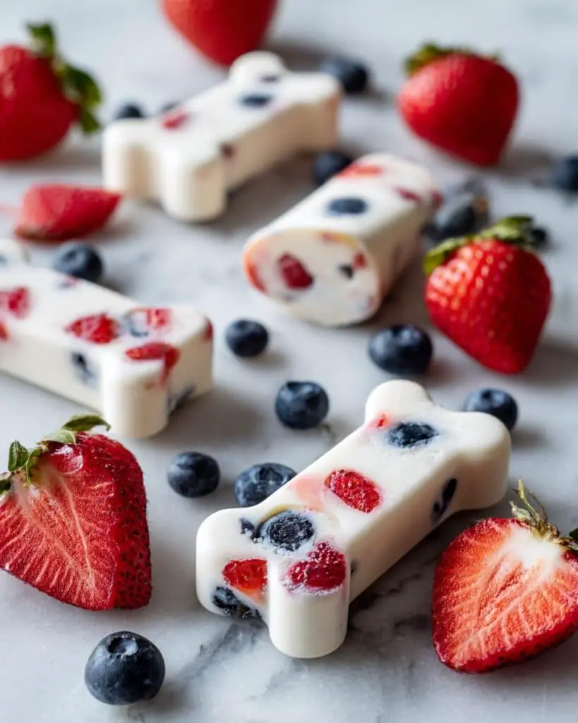 Yogurt Dog Treats with Strawberries and Blueberries Recipe