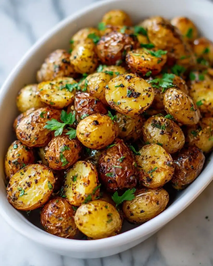 Roasted Baby Potatoes with Garlic, Thyme, and Basil Recipe