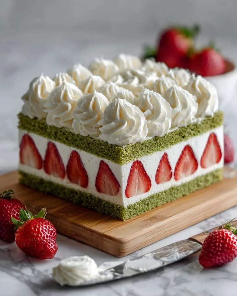 Matcha Strawberry Layer Cake Recipe