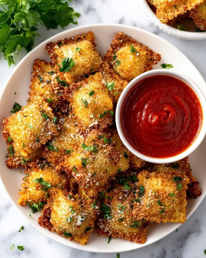 Crispy Air Fryer Ravioli with Parmesan and Italian Seasoning Recipe