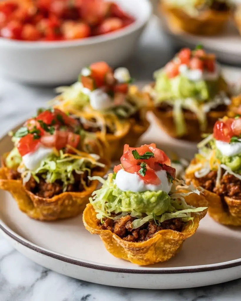 Taco Bites with Wonton Shells Recipe