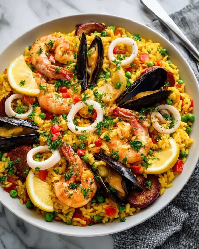 Authentic Spanish Seafood Paella with Chorizo and Saffron Recipe