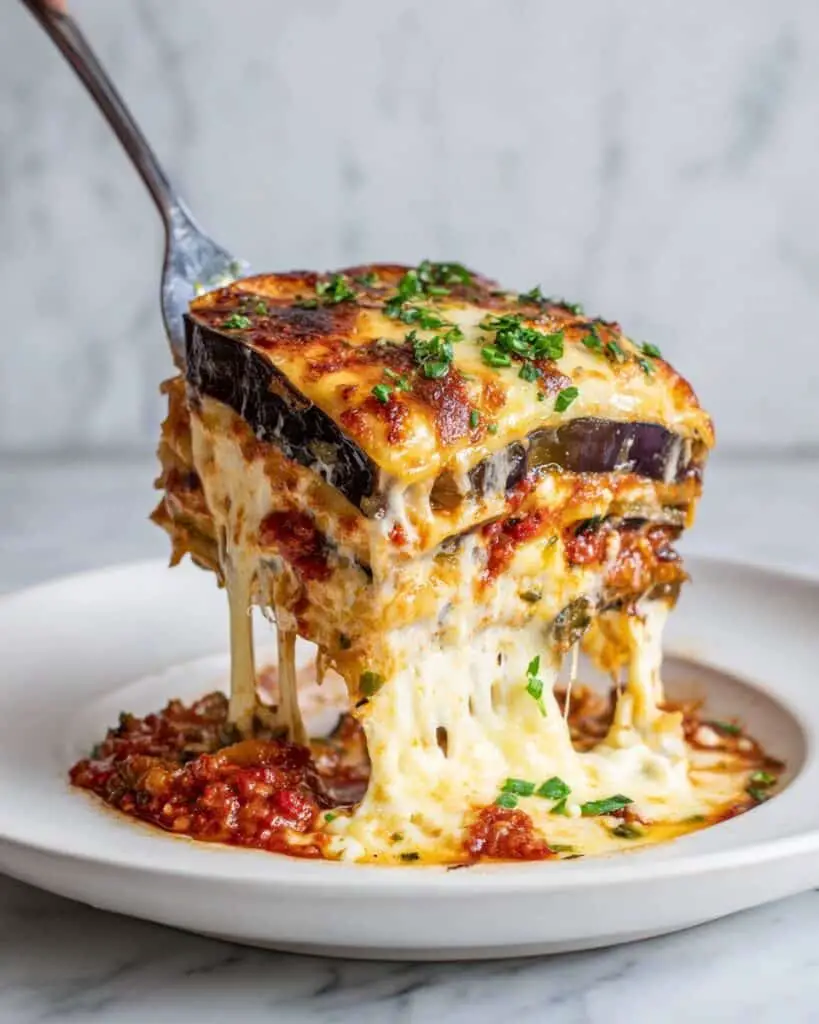 Mom’s Baked Eggplant Parmesan with Peppers and Onions Recipe
