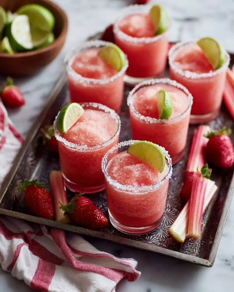 Make Ahead Mason Jar Strawberry Rhubarb Frozen Margaritas Recipe