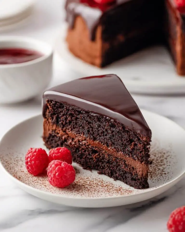 Flourless Chocolate Cake with Raspberry Coulis Recipe