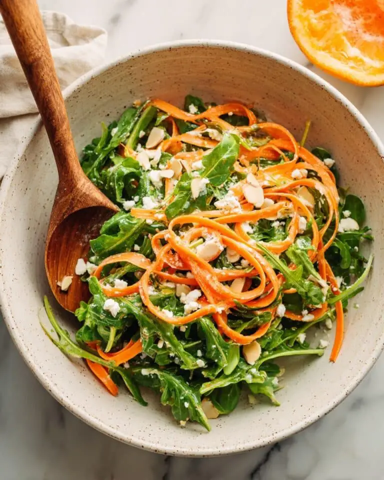 Carrot Ribbon Arugula Salad with Orange Ginger Vinaigrette Recipe