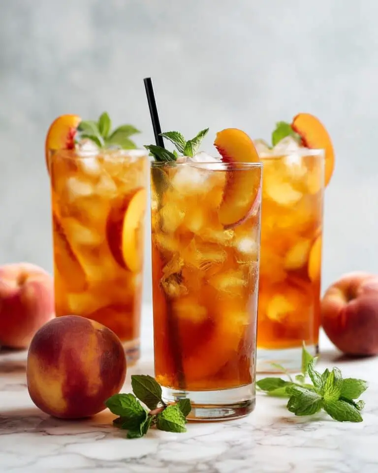 Peach Iced Tea with Homemade Peach Syrup Recipe