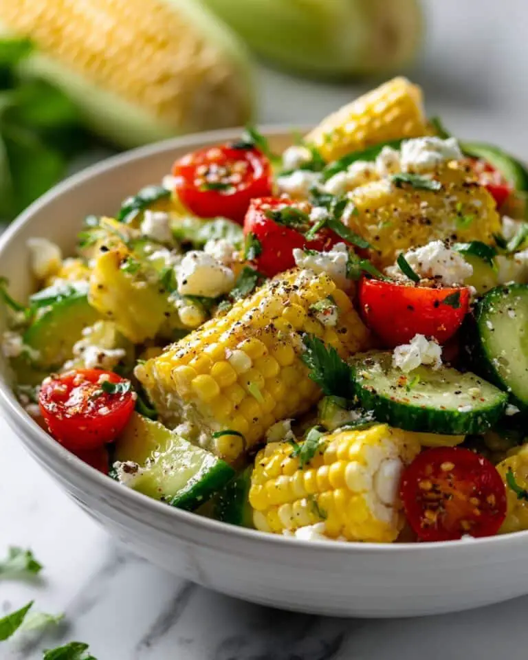 Fresh Corn Salad with Tomatoes Feta and Basil Recipe