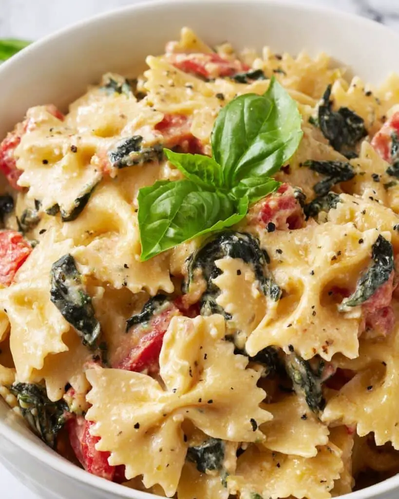 Baked Feta Pasta with Cherry Tomatoes, Basil, and Spinach Recipe