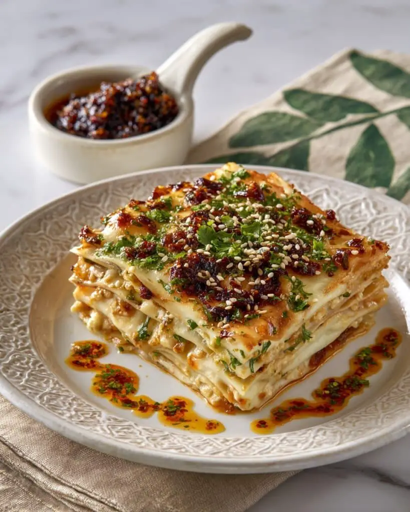 Dumpling Lasagna with Chicken and Wontons Recipe