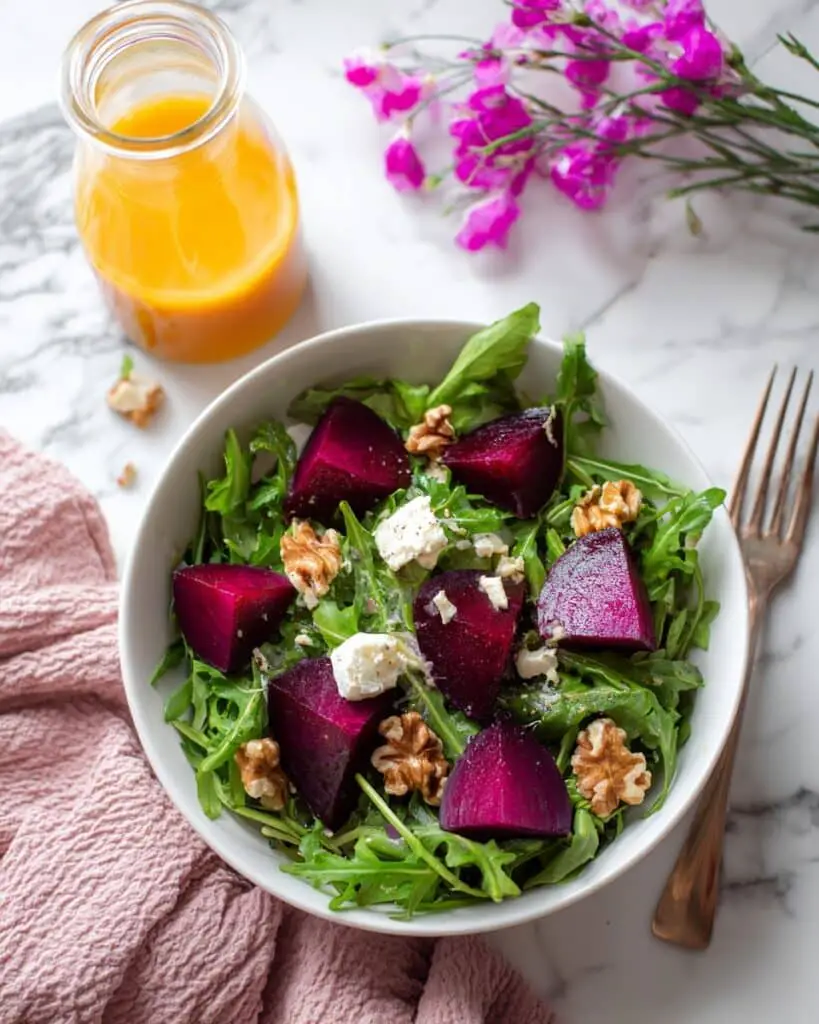 Beet Salad with Arugula, Feta, and Candied Walnuts Recipe