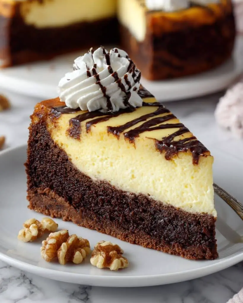 Brownie Bottom Cheesecake with Hot Fudge Sauce Recipe