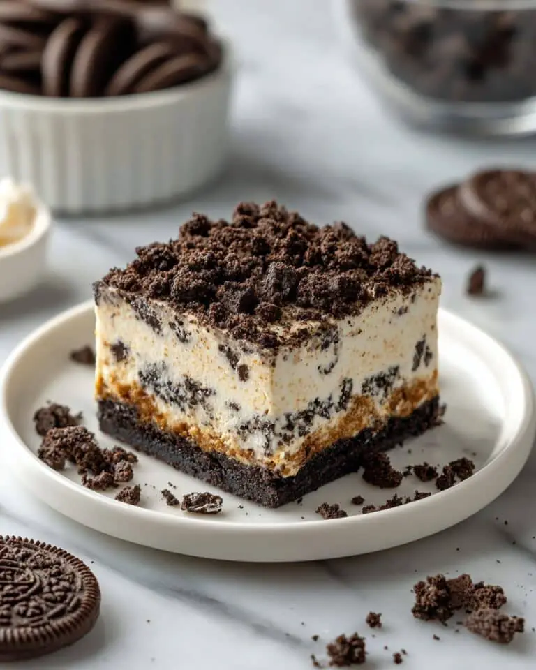 No Bake Oreo Dessert with Cream Cheese Filling and Oreo Crust Recipe